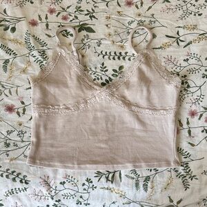 Garage Ribbed Beige Tank Top